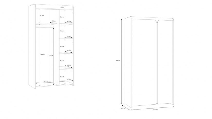 Гардероб Холис двукрилни дъб маувела с олив - изглед 6 - МебелМаг Гардероб Холис двукрилни дъб маувела с олив - изглед 6