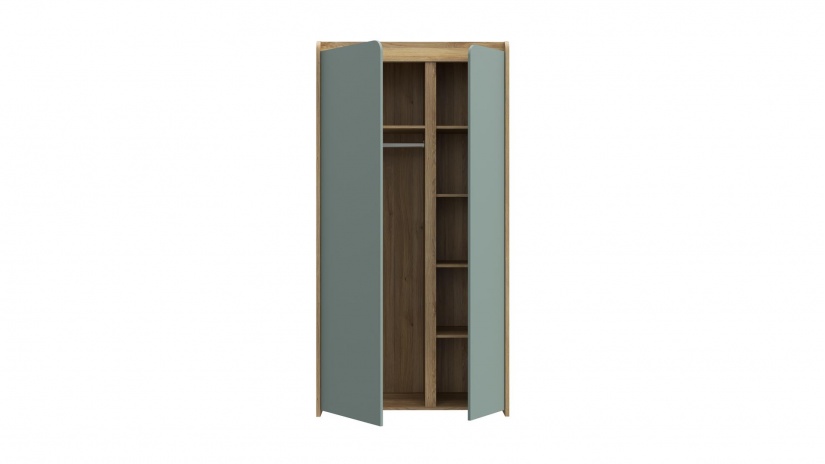 Гардероб Холис двукрилни дъб маувела с олив - изглед 4 - МебелМаг Гардероб Холис двукрилни дъб маувела с олив - изглед 4