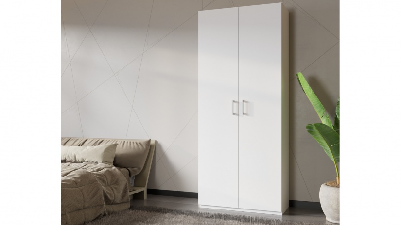 Гардероб Хомано двукрилни бял - изглед 1 - МебелМаг Гардероб Хомано двукрилни бял - изглед 1
