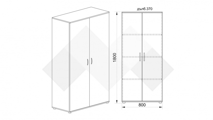 Гардероб Лизи двукрилни сонома арвен - изглед 2