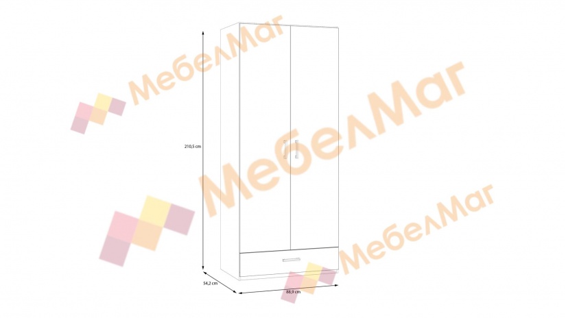 Гардероб Беатрис с рафтове двукрилни бяло - изглед 4