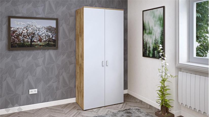 Гардероб Селтик двукрилни келтски дъб със светло сиво - изглед 1 - МебелМаг Гардероб Селтик двукрилни келтски дъб със светло сиво - изглед 1