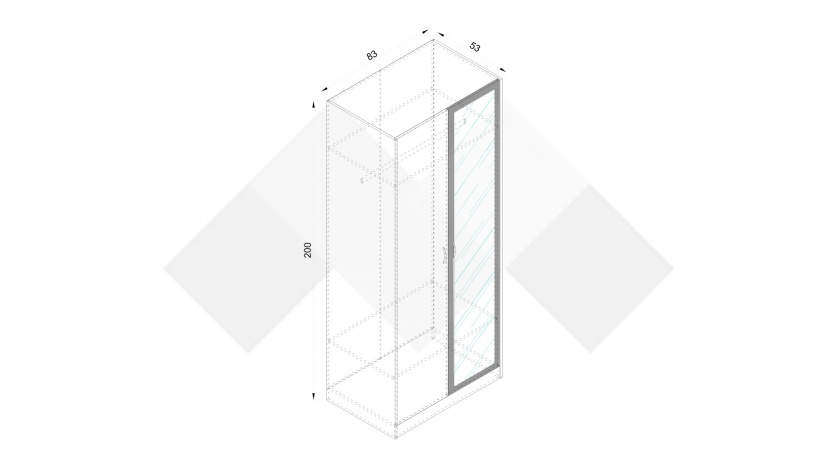 Гардероб Спирит двукрилни малта с антрацит - изглед 3 - МебелМаг Гардероб Спирит двукрилни малта с антрацит - изглед 3