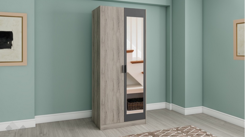 Гардероб Спирит двукрилни малта с антрацит - изглед 1 - МебелМаг Гардероб Спирит двукрилни малта с антрацит - изглед 1