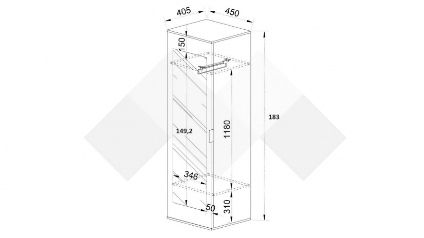 Гардероб Дарк дъб артисан с графит - изглед 2 - МебелМаг Гардероб Дарк дъб артисан с графит - изглед 2