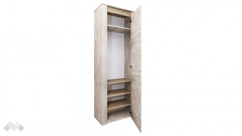 Гардероб Харисън дъб пиемона със сонома арвен - изглед 2 - МебелМаг Гардероб Харисън дъб пиемона със сонома арвен - изглед 2