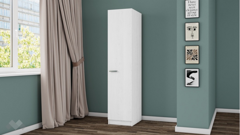 Гардероб Арго еднокрилни бял фладер - изглед 1 - МебелМаг Гардероб Арго еднокрилни бял фладер - изглед 1