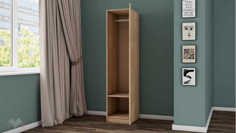 Гардероб Арго еднокрилни дъб сонома - изглед 2 - МебелМаг Гардероб Арго еднокрилни дъб сонома - изглед 2