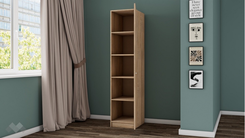 Гардероб Арго еднокрилни дъб сонома - изглед 2 - МебелМаг Гардероб Арго еднокрилни дъб сонома - изглед 2