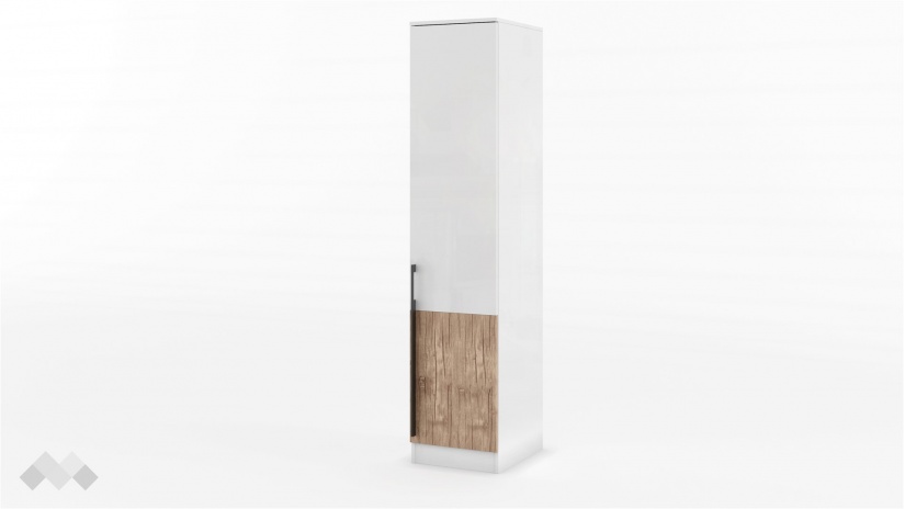 Гардероб Калифорния еднокрилни бяло с бяло гланц и антик - изглед 1 - МебелМаг Гардероб Калифорния еднокрилни бяло с бяло гланц и антик - изглед 1