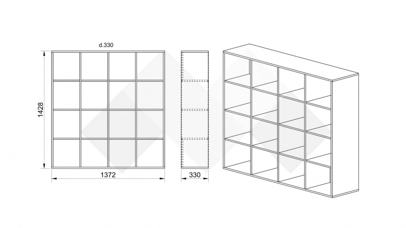 Етажерка Фрея тъмна сонома с бяло гладко - изглед 2