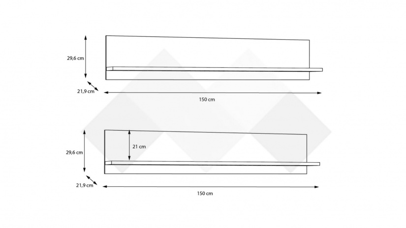 Етажерка Требия сиво с бял гланц - изглед 3
