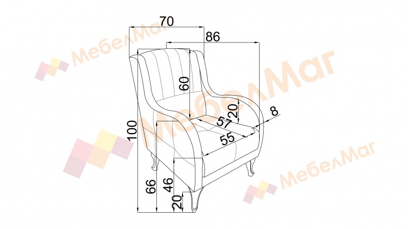 Фотьойл Аселия сив - изглед 3 - МебелМаг Фотьойл Аселия сив - изглед 3