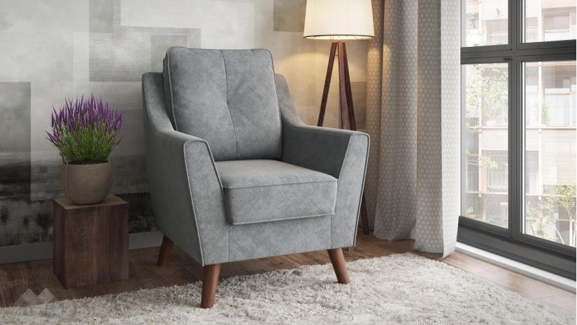 Фотьойл Мерива сив - изглед 1 - МебелМаг Фотьойл Мерива сив - изглед 1