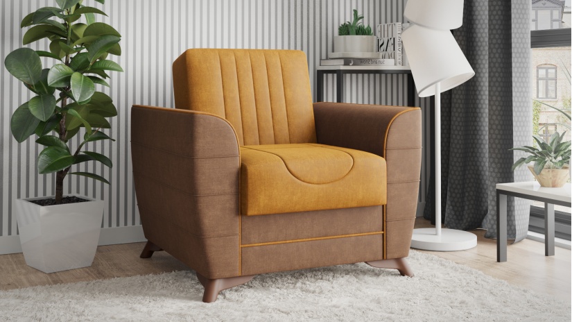 Разтегателен фотьойл Ялта горчица - изглед 1