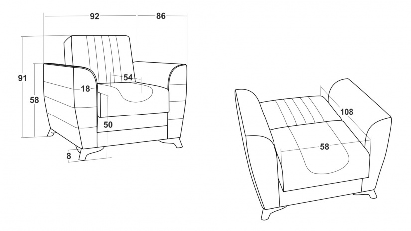 Разтегателен фотьойл Ялта кафяв с бежово - изглед 5