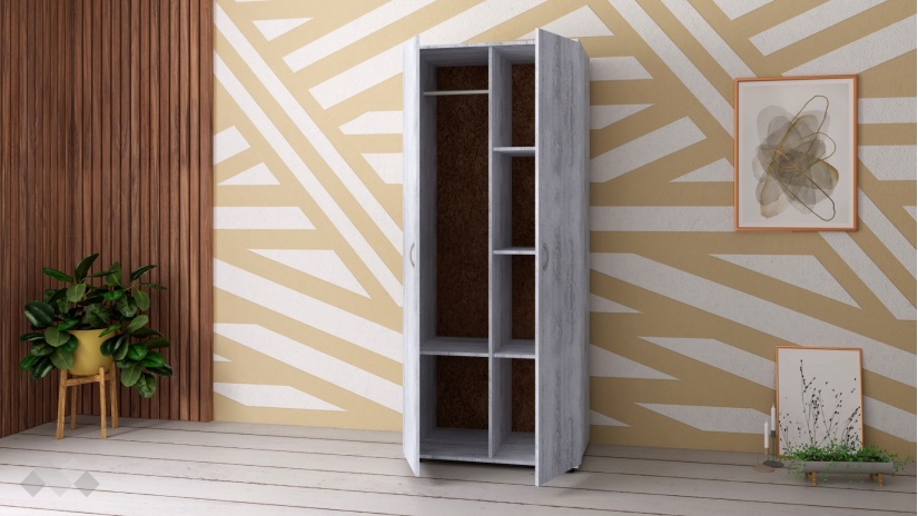 Гардероб №1 двукрилни дъб антик - изглед 2 - МебелМаг Гардероб №1 двукрилни дъб антик - изглед 2