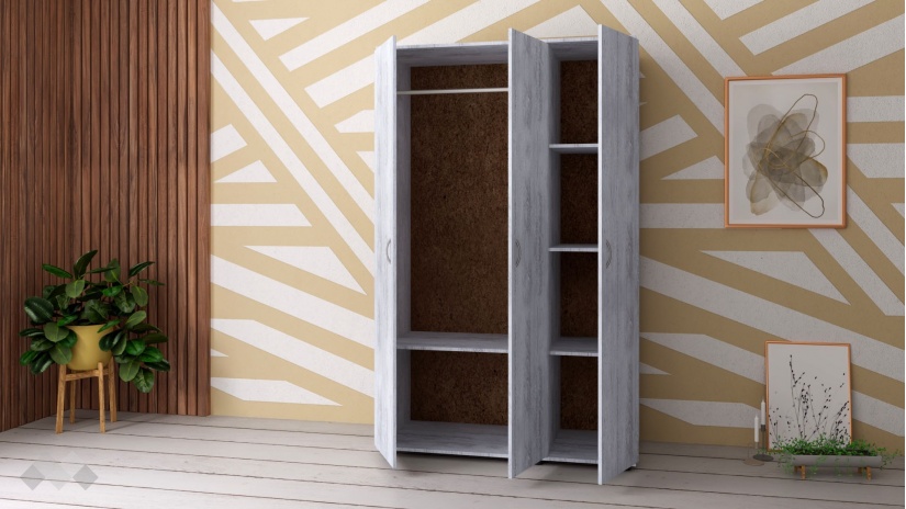 Гардероб №1 трикрилни дъб антик - изглед 2 - МебелМаг Гардероб №1 трикрилни дъб антик - изглед 2