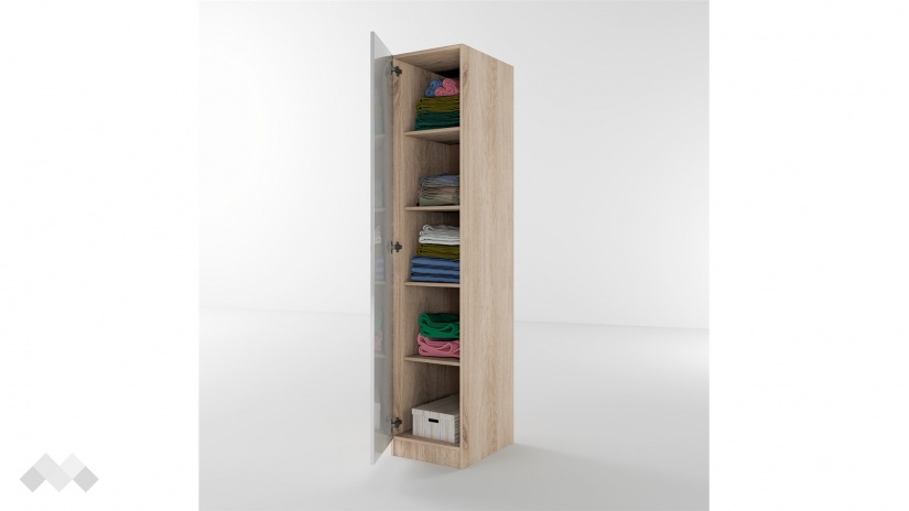 Гардероб Бъфало еднокрилни сонома арвен с бял гланц - изглед 4 - МебелМаг Гардероб Бъфало еднокрилни сонома арвен с бял гланц - изглед 4