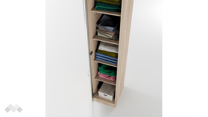 Гардероб Бъфало еднокрилни сонома арвен с бял гланц - изглед 6 - МебелМаг Гардероб Бъфало еднокрилни сонома арвен с бял гланц - изглед 6