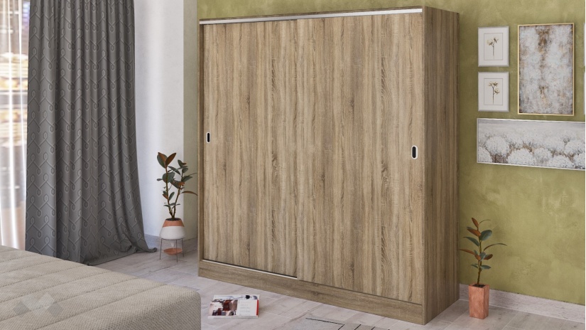 Гардероб Глендейл с плъзгащи врати тъмна сонома - изглед 1