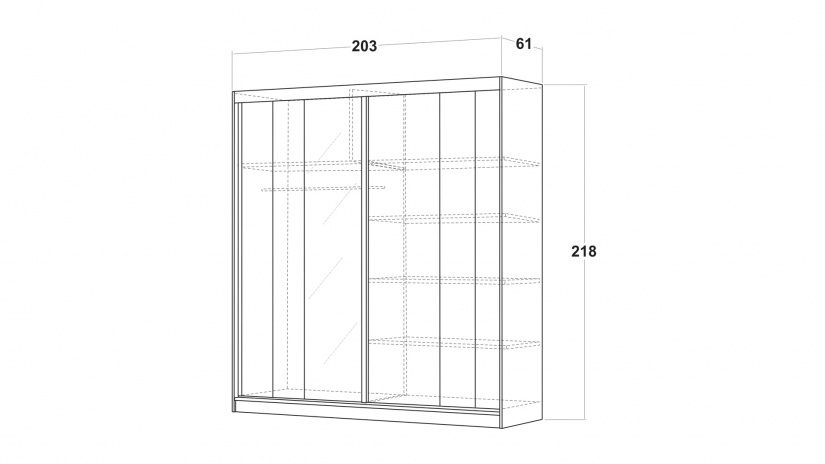 Гардероб Хелиос с плъзгащи врати дъб стокхолм с бяло гладко - изглед 4 - МебелМаг Гардероб Хелиос с плъзгащи врати дъб стокхолм с бяло гладко - изглед 4