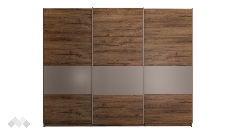 Гардероб Калатрава с плъзгащи врати кафяв дъб пиемона с лате - изглед 4 - МебелМаг Гардероб Калатрава с плъзгащи врати кафяв дъб пиемона с лате - изглед 4