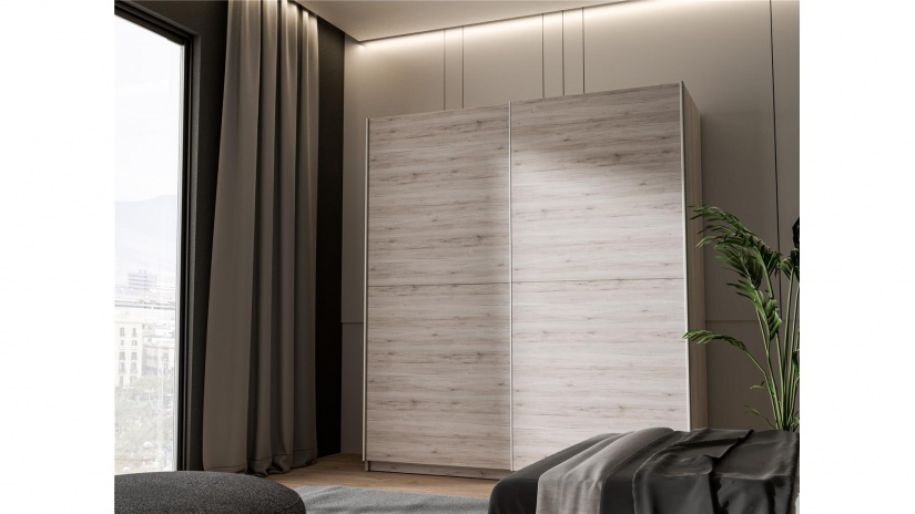 Гардероб Триумф с плъзгащи врати пясъчен дъб - изглед 1 - МебелМаг Гардероб Триумф с плъзгащи врати пясъчен дъб - изглед 1