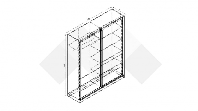 Гардероб Комо с плъзгащи врати орех селект тъмен с кашмир - изглед 2 - МебелМаг Гардероб Комо с плъзгащи врати орех селект тъмен с кашмир - изглед 2