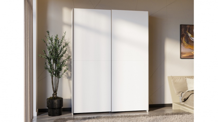 Гардероб Хомано с плъзгащи врати бял - изглед 2 - МебелМаг Гардероб Хомано с плъзгащи врати бял - изглед 2