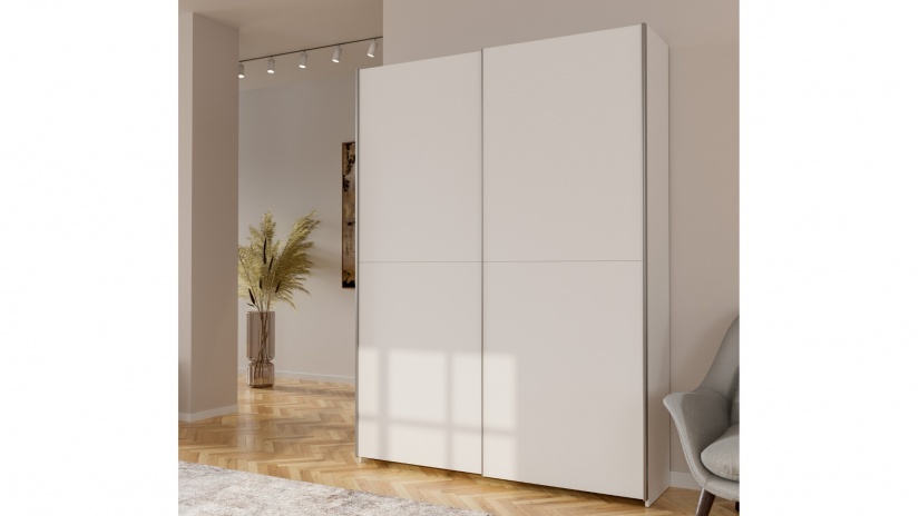 Гардероб Хомано с плъзгащи врати бял - изглед 1 - МебелМаг Гардероб Хомано с плъзгащи врати бял - изглед 1