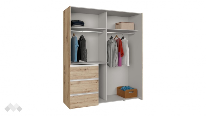 Гардероб Триумф с плъзгащи врати дъб артисан - изглед 8 - МебелМаг Гардероб Триумф с плъзгащи врати дъб артисан - изглед 8
