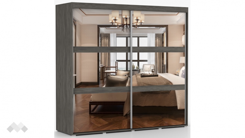 Гардероб Латте с плъзгащи врати тъмен норвежки бор - изглед 2