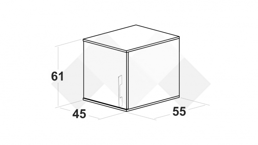 Горен шкаф Калифорния бял с бял гланц - изглед 2 - МебелМаг Горен шкаф Калифорния бял с бял гланц - изглед 2