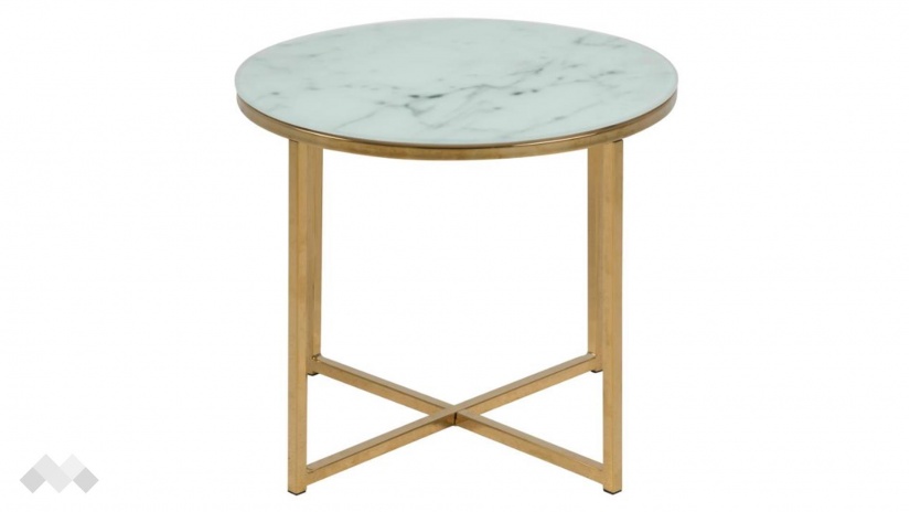 Холна маса Алисма бял мрамор със златно - изглед 2 - МебелМаг Холна маса Алисма бял мрамор със златно - изглед 2