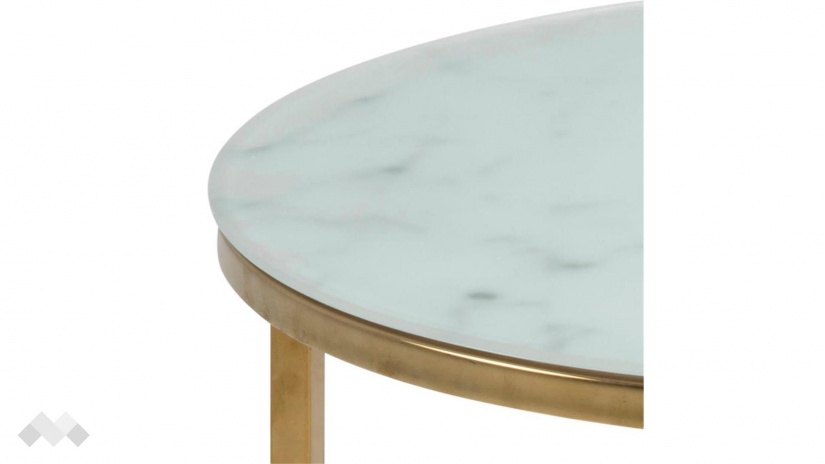 Холна маса Алисма бял мрамор със златно - изглед 3 - МебелМаг Холна маса Алисма бял мрамор със златно - изглед 3
