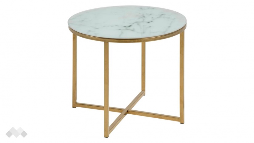 Холна маса Алисма бял мрамор със златно - изглед 1 - МебелМаг Холна маса Алисма бял мрамор със златно - изглед 1