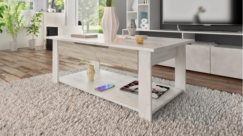 Холна маса Анелия дъб крафт бял с дъб крафт сив - изглед 1 - МебелМаг Холна маса Анелия дъб крафт бял с дъб крафт сив - изглед 1