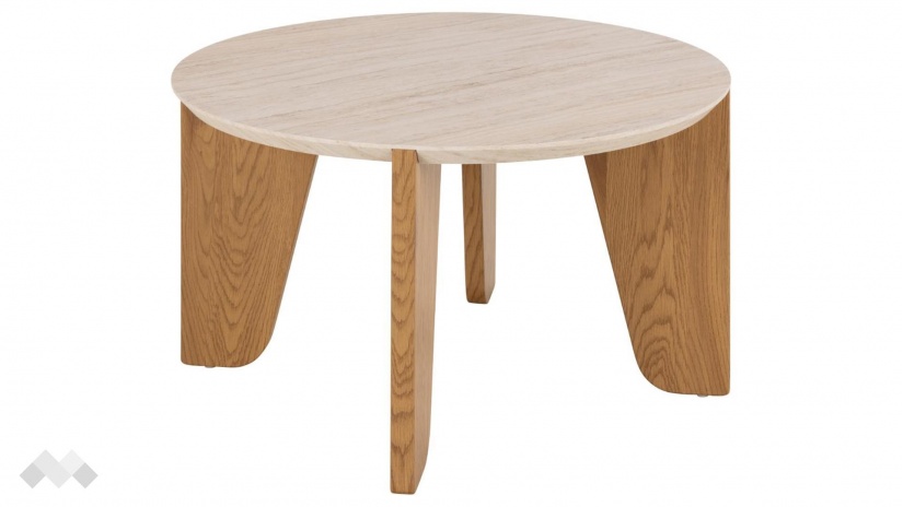 Холна маса Докланд тъмен дъб с травертин - изглед 2