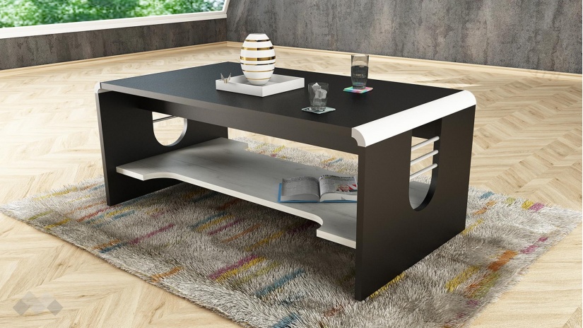 Холна маса Ира черно шагре с дъб крафт бял - изглед 1 - МебелМаг Холна маса Ира черно шагре с дъб крафт бял - изглед 1