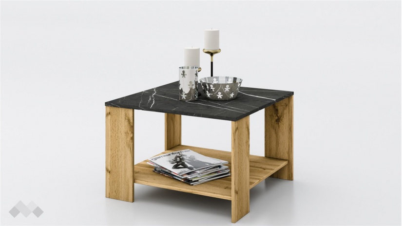 Холна маса Лерида дъб дакота с мрамор - изглед 1 - МебелМаг Холна маса Лерида дъб дакота с мрамор - изглед 1
