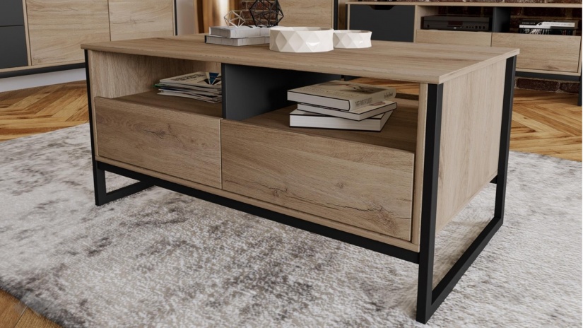 Холна маса Лина сонома арвен с графит - изглед 1 - МебелМаг Холна маса Лина сонома арвен с графит - изглед 1