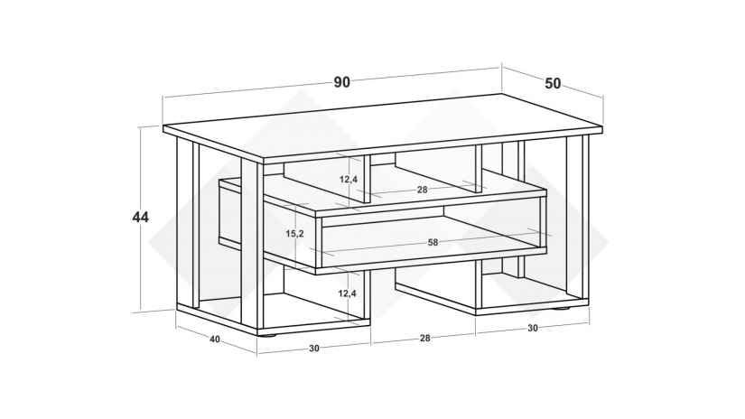 Холна маса Малахит златен дъб с бяло - изглед 3 - МебелМаг Холна маса Малахит златен дъб с бяло - изглед 3