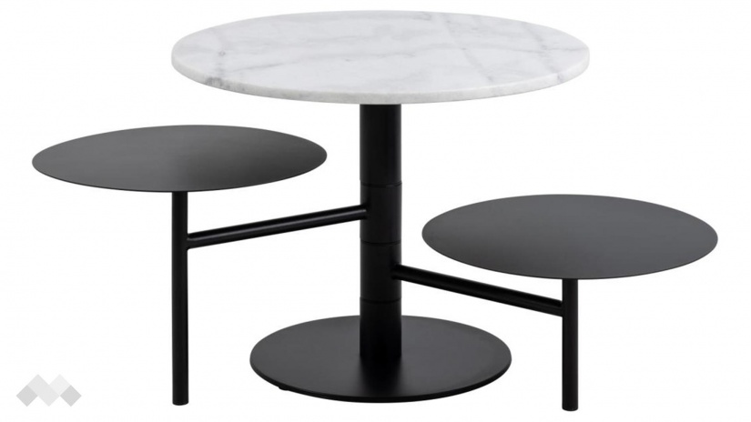 Холна маса Трио бял мрамор с черен мат - изглед 2 - МебелМаг Холна маса Трио бял мрамор с черен мат - изглед 2