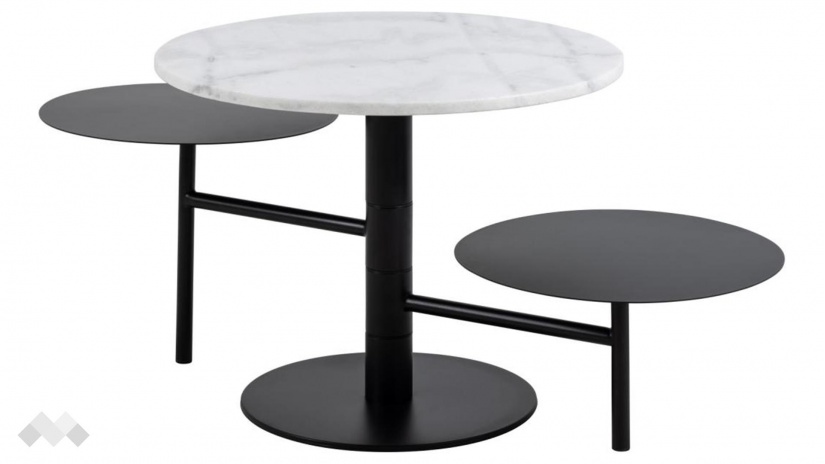 Холна маса Трио бял мрамор с черен мат - изглед 3 - МебелМаг Холна маса Трио бял мрамор с черен мат - изглед 3