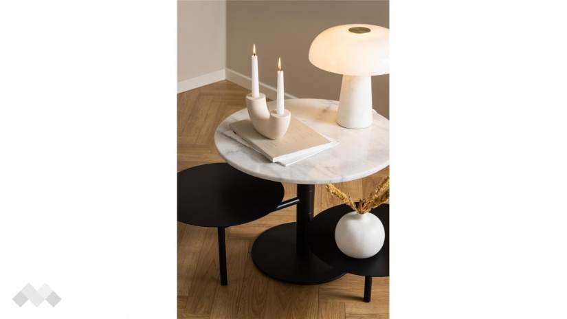 Холна маса Трио бял мрамор с черен мат - изглед 7 - МебелМаг Холна маса Трио бял мрамор с черен мат - изглед 7