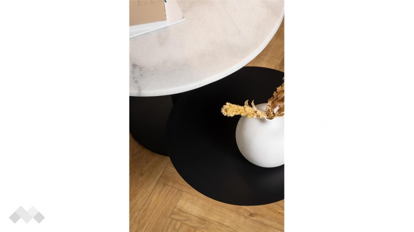 Холна маса Трио бял мрамор с черен мат - изглед 8 - МебелМаг Холна маса Трио бял мрамор с черен мат - изглед 8