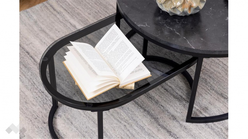 Холна маса Спиро комплект маси черен мрамор с черно - изглед 9 - МебелМаг Холна маса Спиро комплект маси черен мрамор с черно - изглед 9