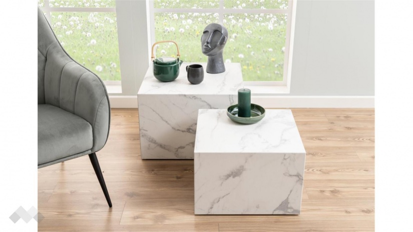 Холна маса Заре комплект маси бял мрамор - изглед 4 - МебелМаг Холна маса Заре комплект маси бял мрамор - изглед 4