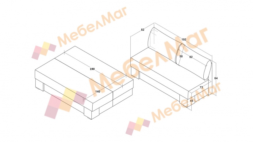 Канапе Лайн триместни светло кафяв с кафяво - изглед 6 - МебелМаг Канапе Лайн триместни светло кафяв с кафяво - изглед 6